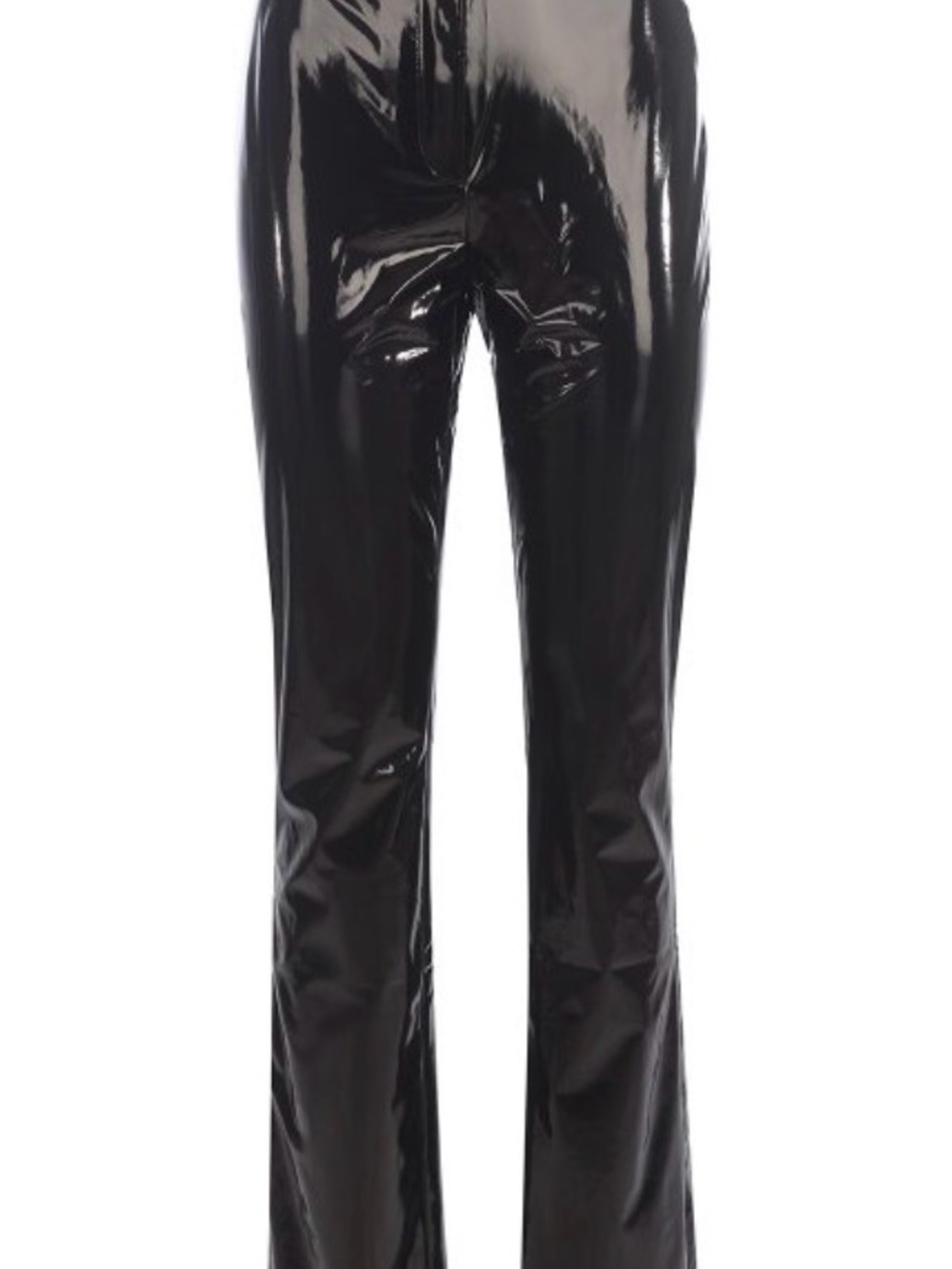 High-Shine Black Vinyl Flare Pants